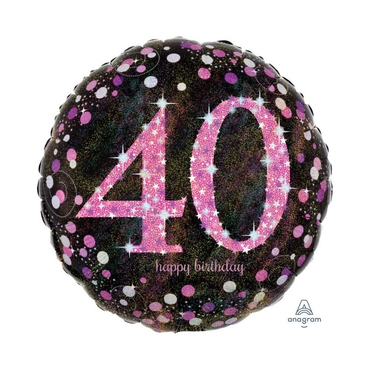 Palloncino 40 Anni nero e fucsia- 46 cm - 1 pezzo