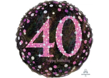 Palloncino 40 Anni nero e fucsia- 46 cm - 1 pezzo