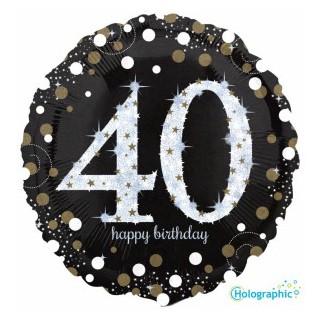 Palloncino 40 Anni Nero e oro - 46 cm - 1 pezzo
