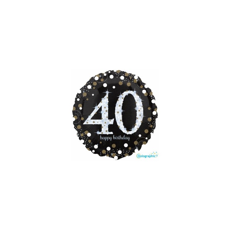 Palloncino 40 Anni Nero e oro - 46 cm - 1 pezzo