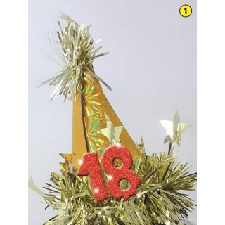  Cerchietto cappellino  Compleanno 18 anni  - 1 pezzo -  color argento e blu/oro o rosso