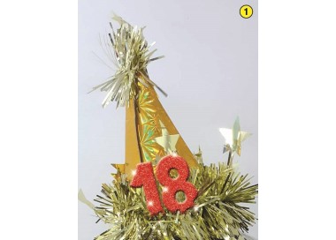  Cerchietto cappellino  Compleanno 18 anni  - 1 pezzo -  color argento e blu/oro o rosso