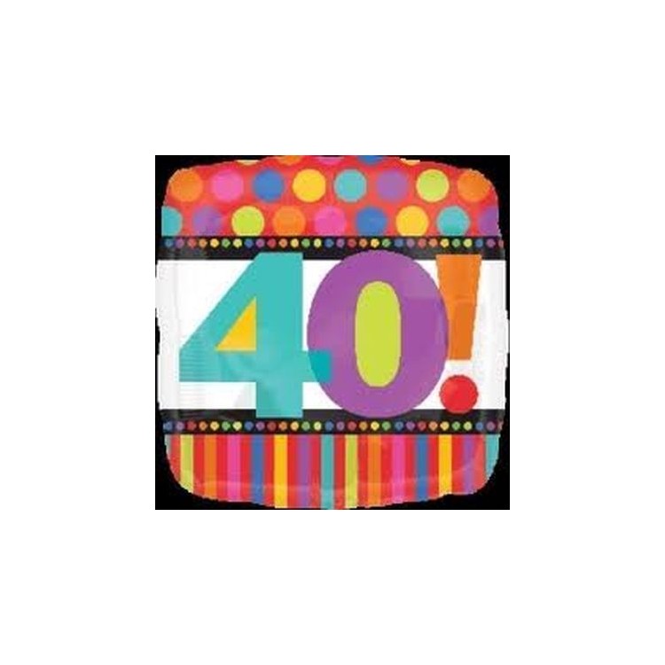 Palloncino 40° Compleanno quadrato - Standard - Anagram - 45 cm - 1 pz