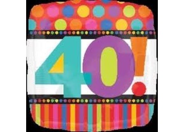 Palloncino 40° Compleanno quadrato - Standard - Anagram - 45 cm - 1 pz