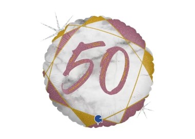 Palloncino 50 Anni fucsia bianco  e oro- 46 cm - 1 pezzo