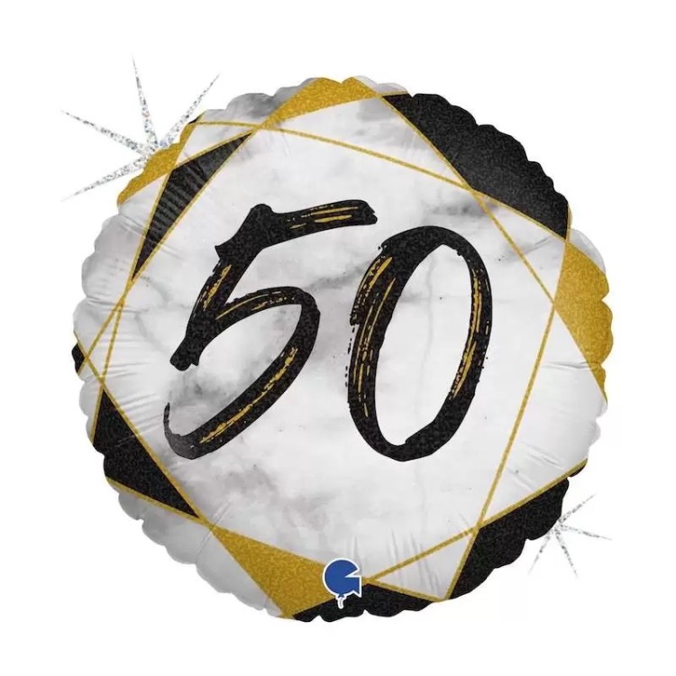 Palloncino 50 Anni nero  bianco  e oro- 46 cm - 1 pezzo