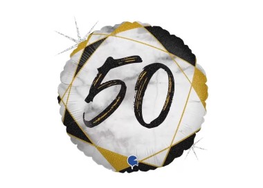 Palloncino 50 Anni nero  bianco  e oro- 46 cm - 1 pezzo