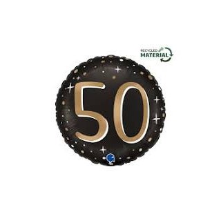 Palloncino 50 Anni Nero e oro - 46 cm - 1 pezzo