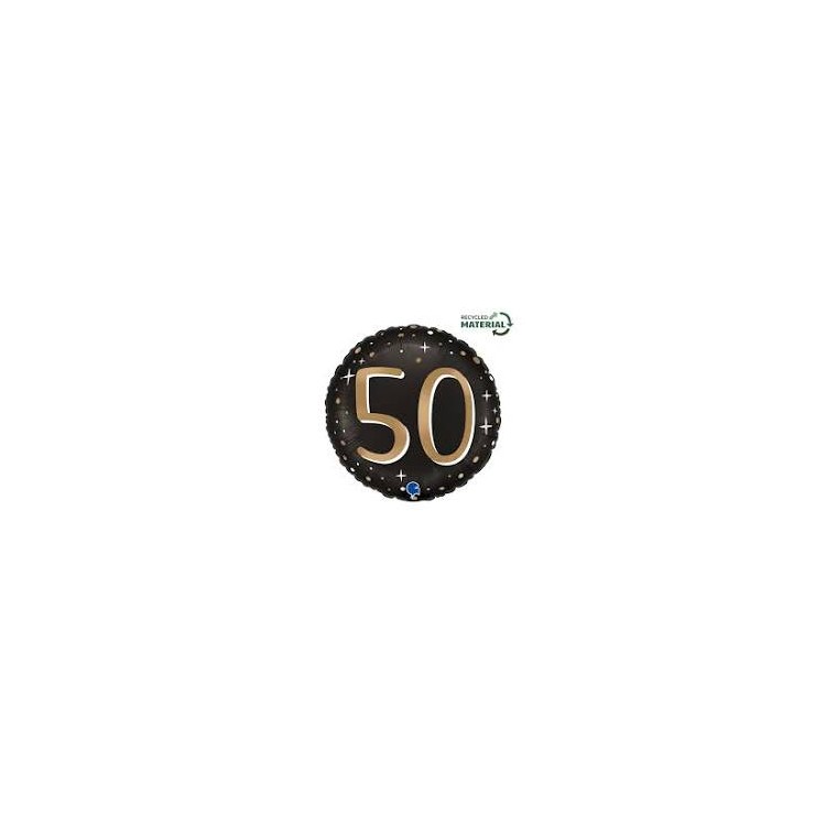 Palloncino 50 Anni Nero e oro - 46 cm - 1 pezzo
