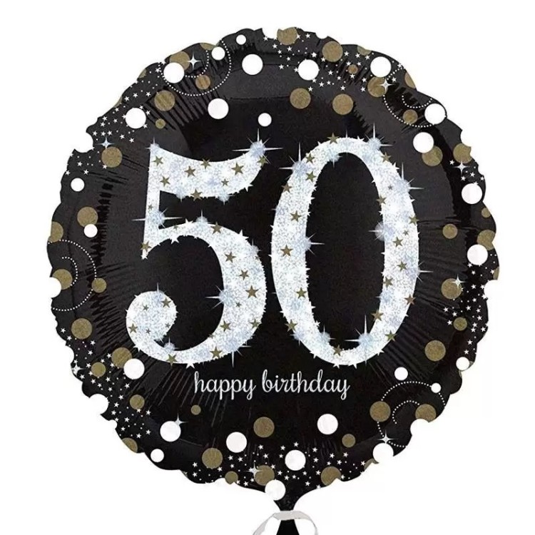 Palloncino 50 Anni Nero e oro - 46 cm - 1 pezzo
