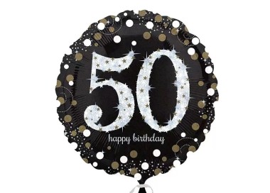 Palloncino 50 Anni Nero e oro - 46 cm - 1 pezzo