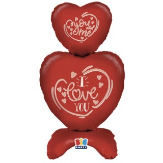 Palloncino 50x95 cm  AirLoonz Composizione di cuori  rossa pz1