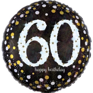 Palloncino 60 Anni Nero e oro - 46 cm - 1 pezzo