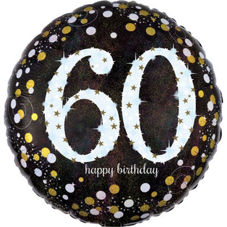 Palloncino 60 Anni Nero e oro - 46 cm - 1 pezzo