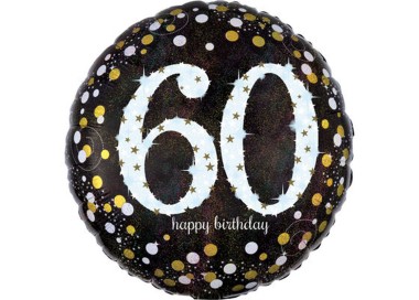 Palloncino 60 Anni Nero e oro - 46 cm - 1 pezzo
