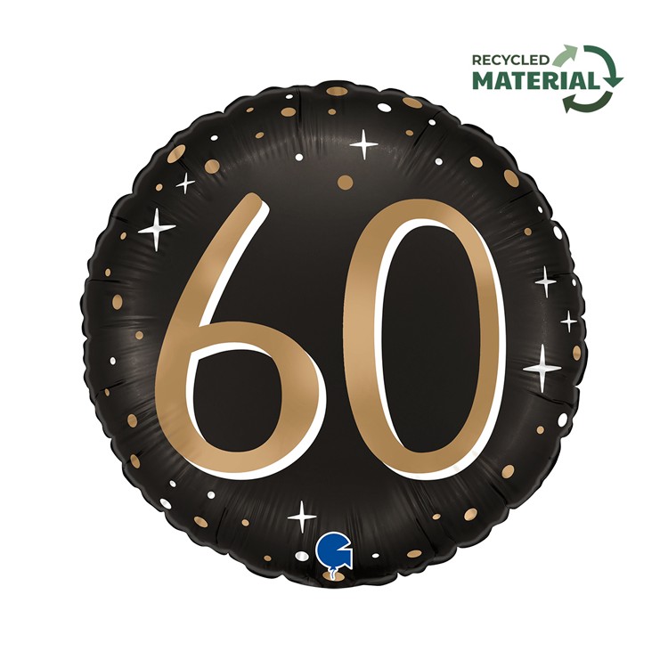 Palloncino 60 Anni Nero e oro - 46 cm - 1 pezzo