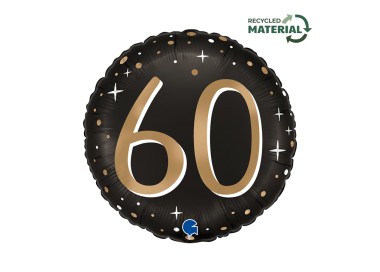 Palloncino 60 Anni Nero e oro - 46 cm - 1 pezzo