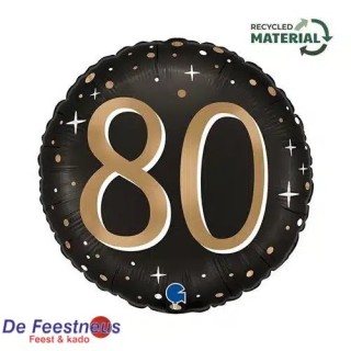 Palloncino 80 Anni Nero e oro - 46 cm - 1 pezzo