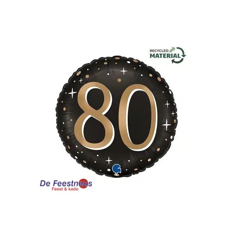 Palloncino 80 Anni Nero e oro - 46 cm - 1 pezzo