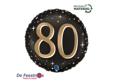 Palloncino 80 Anni Nero e oro - 46 cm - 1 pezzo