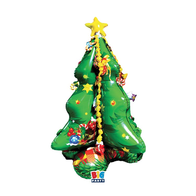 Palloncino ALBERO ADDOBBATO Natalizio  Da gonfiare ad aria autoportante Supershape  - 145 x 105 x 105  cm  1 pz