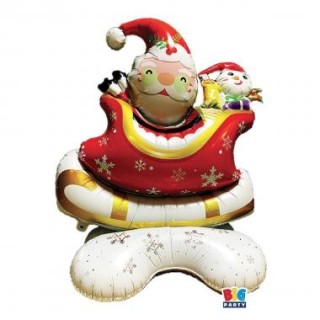 Palloncino BABBO NATALE SU SLITTA   Natalizia  Da gonfiare ad aria autoportante Supershape  - 112 x 95x 56  cm  1 pz