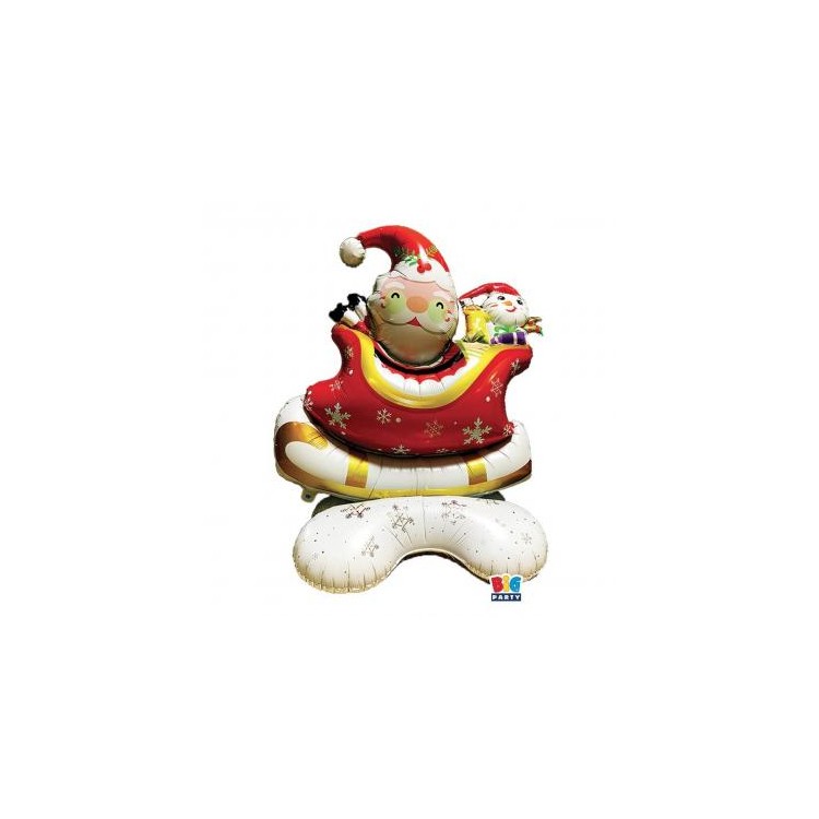 Palloncino BABBO NATALE SU SLITTA   Natalizia  Da gonfiare ad aria autoportante Supershape  - 112 x 95x 56  cm  1 pz