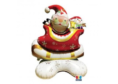 Palloncino BABBO NATALE SU SLITTA   Natalizia  Da gonfiare ad aria autoportante Supershape  - 112 x 95x 56  cm  1 pz