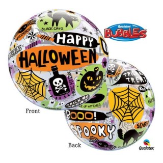 Palloncino Bolla a tema HALLOWEEN (Bubble) - Misura 22"/ 56 cm - 1 pezzo - Qualatex