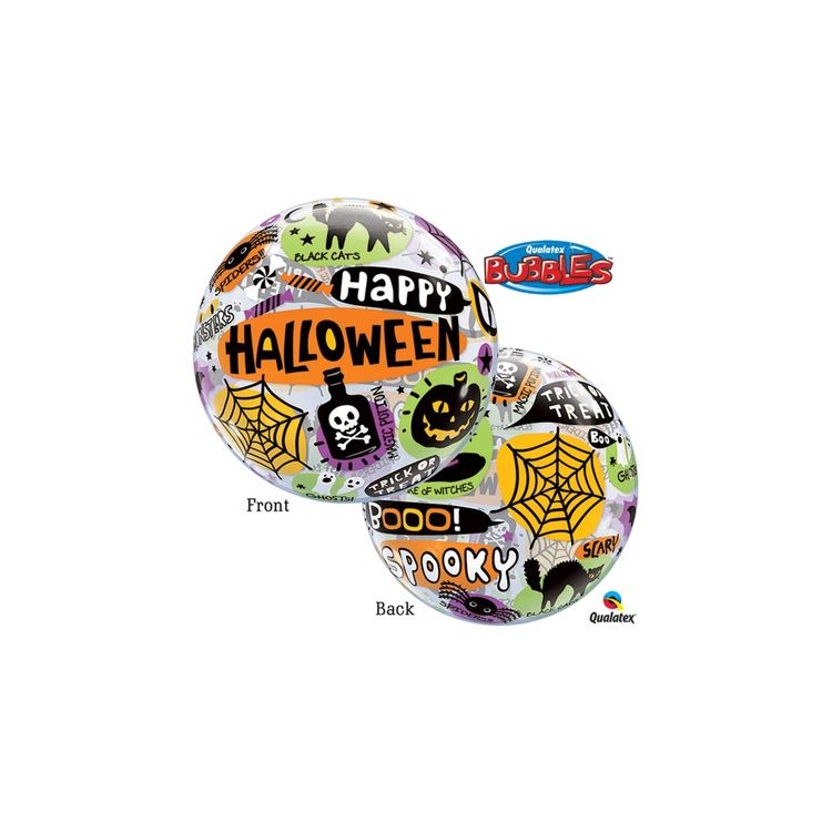 Palloncino Bolla a tema HALLOWEEN (Bubble) - Misura 22"/ 56 cm - 1 pezzo - Qualatex