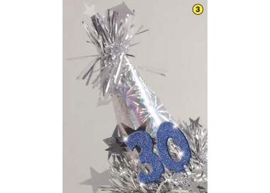  Cerchietto cappellino  Compleanno 30 anni  - 1 pezzo -  color argento e blu/oro o rosso