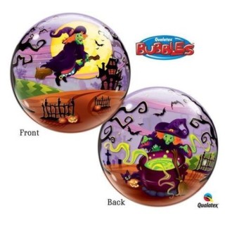 Palloncino Bolla a tema strega HALLOWEEN (Bubble) - Misura 22"/ 56 cm - 1 pezzo - Qualatex