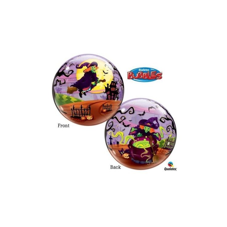 Palloncino Bolla a tema strega HALLOWEEN (Bubble) - Misura 22"/ 56 cm - 1 pezzo - Qualatex