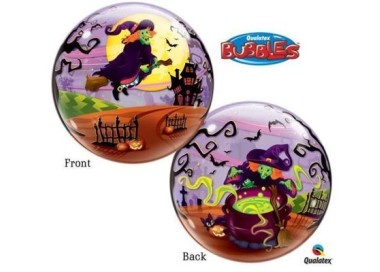 Palloncino Bolla a tema strega HALLOWEEN (Bubble) - Misura 22"/ 56 cm - 1 pezzo - Qualatex
