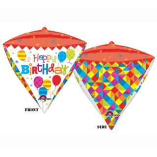 Palloncino Compleanno Geometrico a Piramide - UltraShape - Anagram - 38 cm x 43 cm - 1 pz