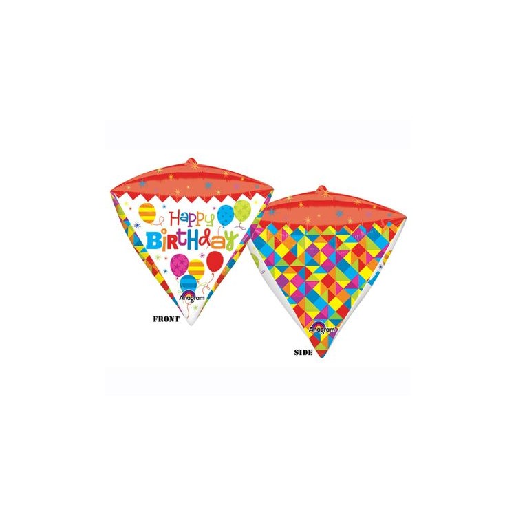 Palloncino Compleanno Geometrico a Piramide - UltraShape - Anagram - 38 cm x 43 cm - 1 pz