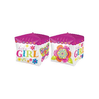 Palloncino Cubo Nascita "Baby Girl" - UltraShape - Anagram - 38 cm x 38 cm - 1 pz