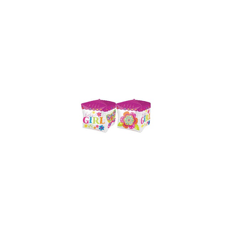 Palloncino Cubo Nascita "Baby Girl" - UltraShape - Anagram - 38 cm x 38 cm - 1 pz