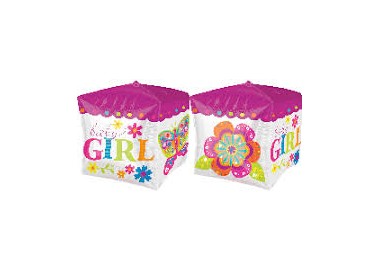 Palloncino Cubo Nascita "Baby Girl" - UltraShape - Anagram - 38 cm x 38 cm - 1 pz