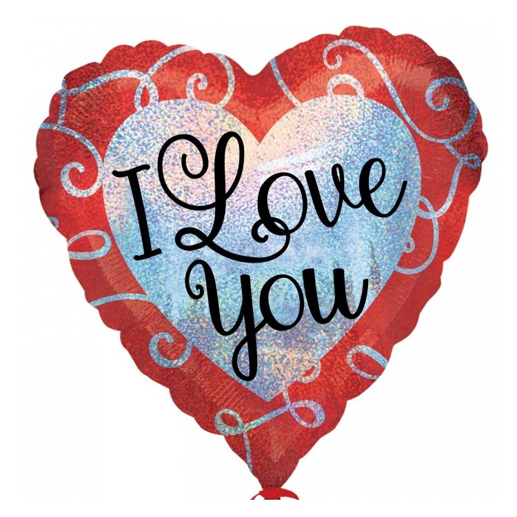 Palloncino Cuore "I Love You" cangiante - Anagram - 18" / 45 cm - 1 pz