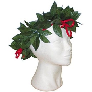  Corona / Tiara ALLORO  - 1 pezzo - plastica - color verde foglia con nastro rosso