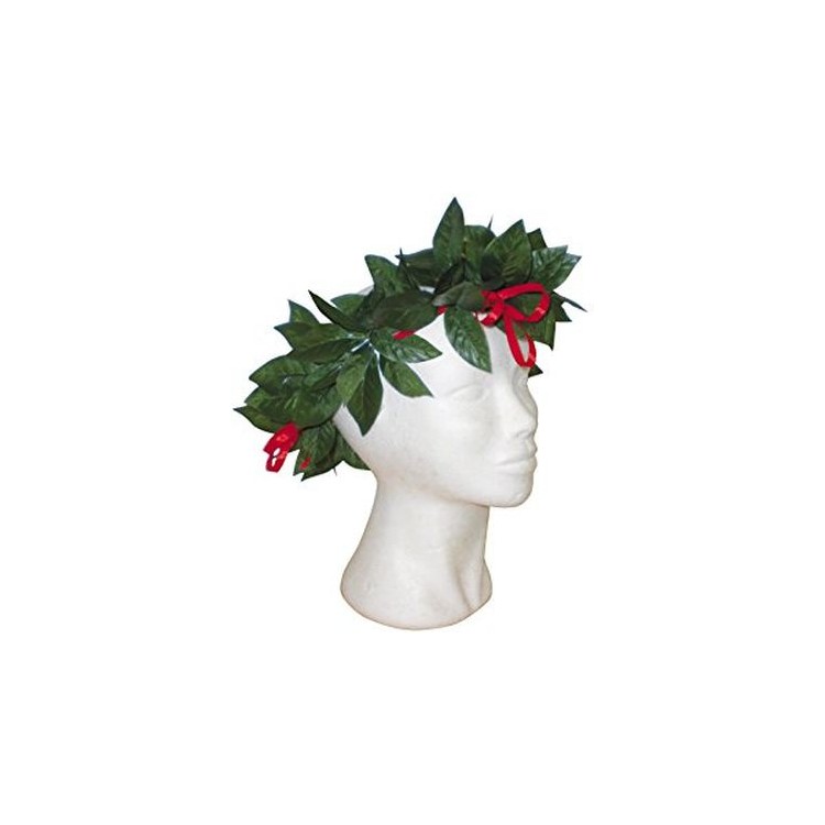  Corona / Tiara ALLORO  - 1 pezzo - plastica - color verde foglia con nastro rosso