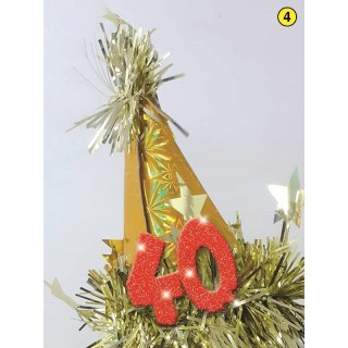  Cerchietto cappellino  Compleanno 40 anni  - 1 pezzo -  color argento e blu/oro o rosso