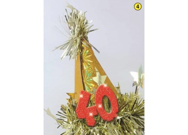  Cerchietto cappellino  Compleanno 40 anni  - 1 pezzo -  color argento e blu/oro o rosso