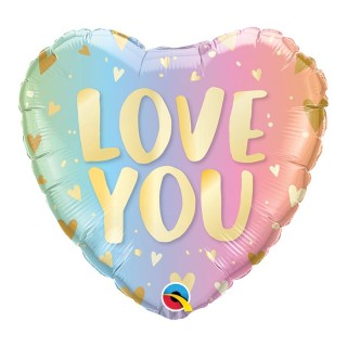 Palloncino Cuore cangiante  Love " LOVE YOU! " - Qualatex - 18" / 46 cm - 1 pz