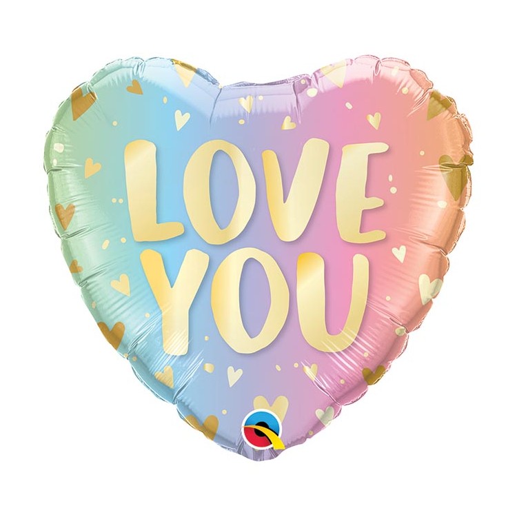 Palloncino Cuore cangiante  Love " LOVE YOU! " - Qualatex - 18" / 46 cm - 1 pz