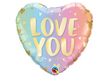 Palloncino Cuore cangiante  Love " LOVE YOU! " - Qualatex - 18" / 46 cm - 1 pz