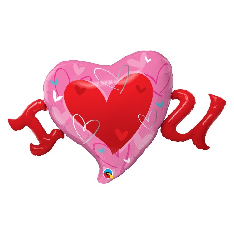 Palloncino Cuore Love Rosso  e Bianco  fucsia 3D- Multi-Balloon - Qualatex - 117 cm - 1 pz