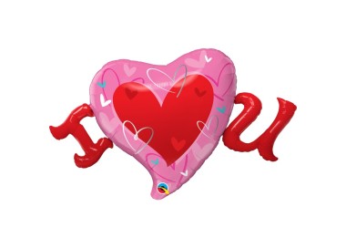 Palloncino Cuore Love Rosso  e Bianco  fucsia 3D- Multi-Balloon - Qualatex - 117 cm - 1 pz