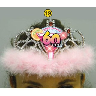  Corona / Tiara Con Led Compleanno 60 anni - 1 pezzo - plastica - color argento e Fucsia